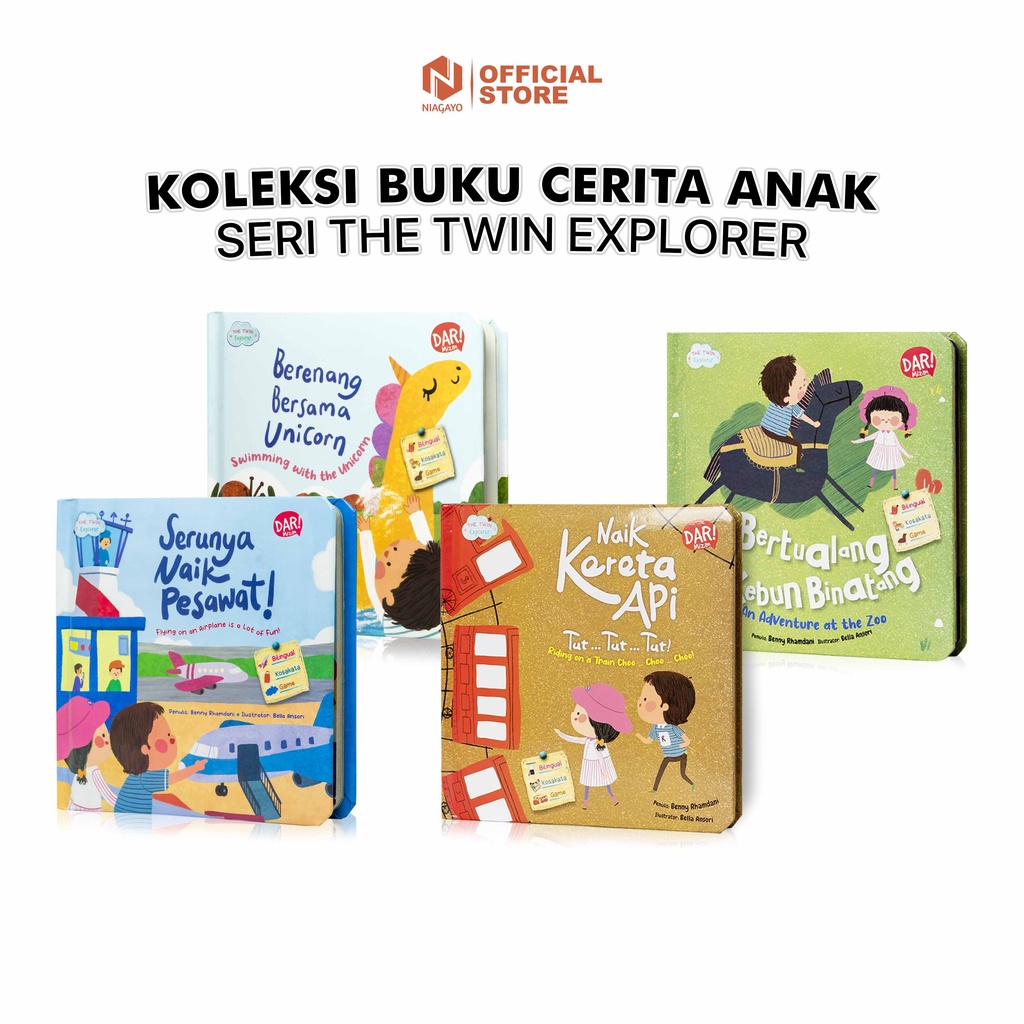 Buku Anak Islami Berpetualang di Kebun Binatang Berenang Bersama Unicorn Naik kereta Api Hard Cover 