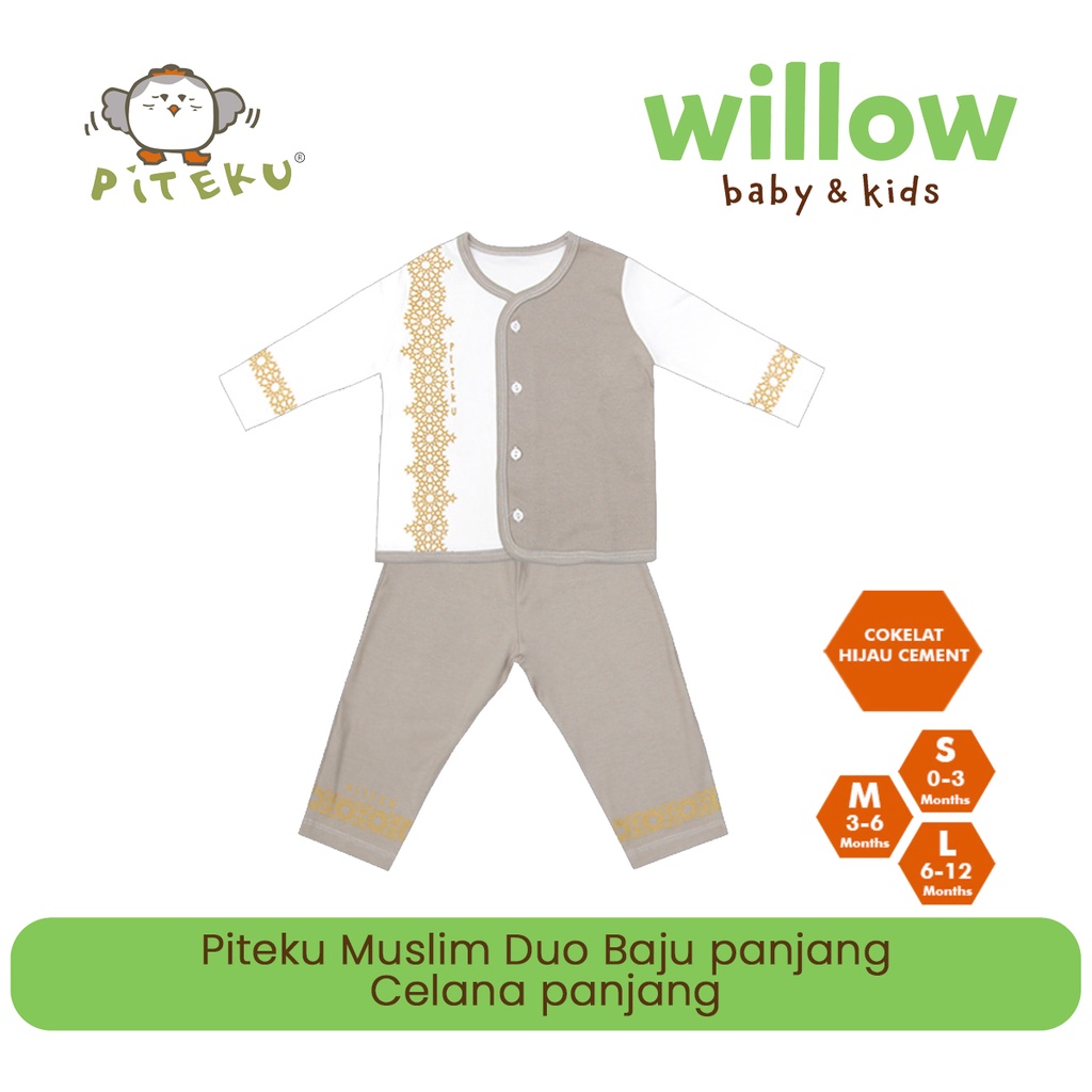 Baju Muslim Set Anak - Piteku Muslim Duo Baju Panjang+Celana Panjang