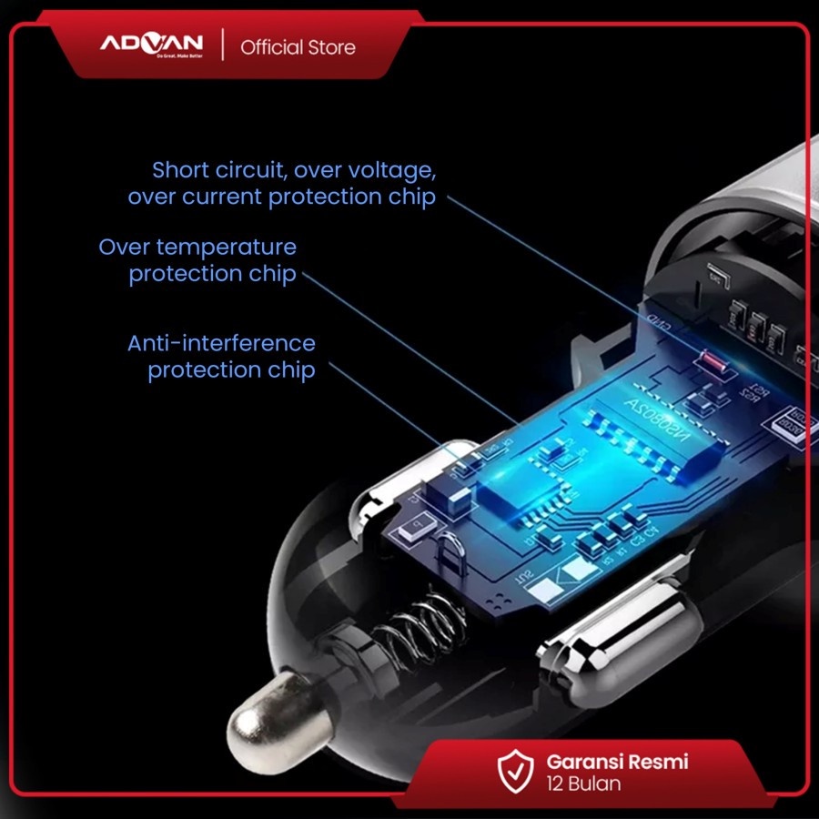 Car Charger Advan StartGo CC24 12Watt 2Port USB A 2.4 Ampere (H-610A)