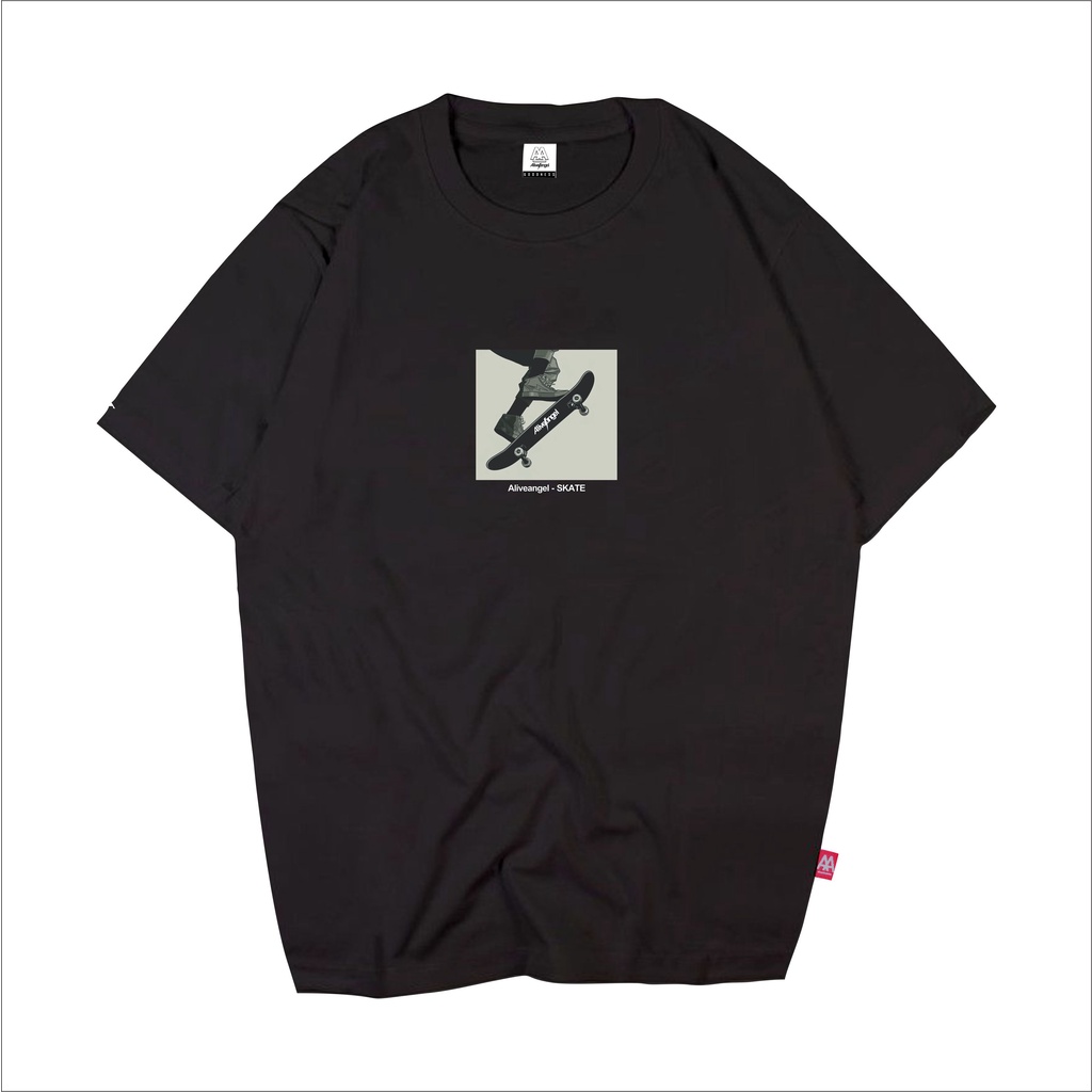 KAOS SKATEBOARD SIMPLE / ALIVE ANGEL GOODNESS / TSHIRT STREET STYLE / STREETWEAR / PRIA WANITA / BAJ