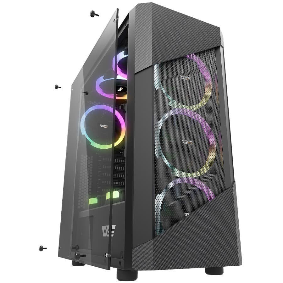 Casing DarkFlash Pollux Black - Mesh Mid Tower ATX PC Gaming Case