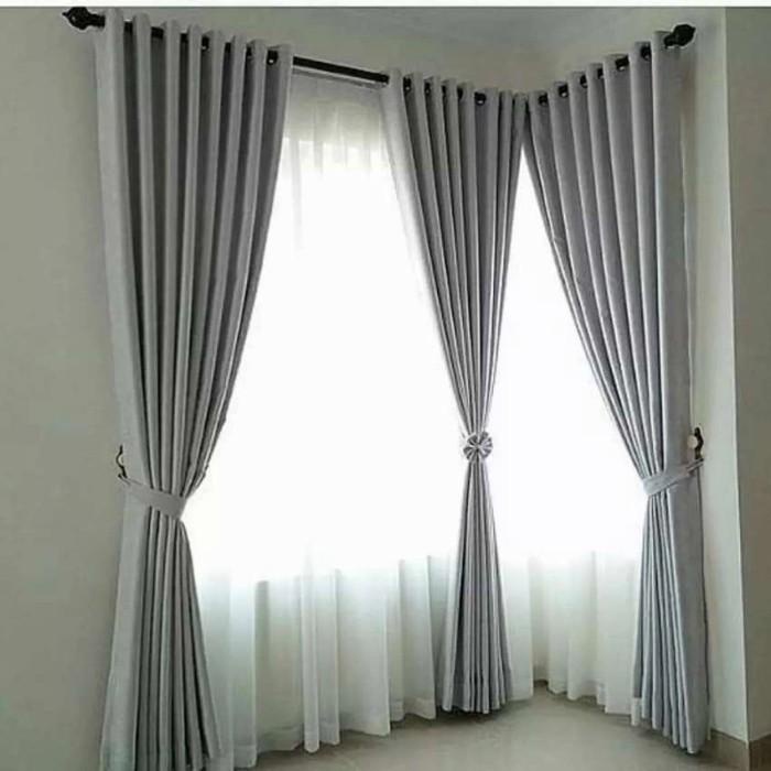 gorden jendela minimalis polos blackout lebar 200