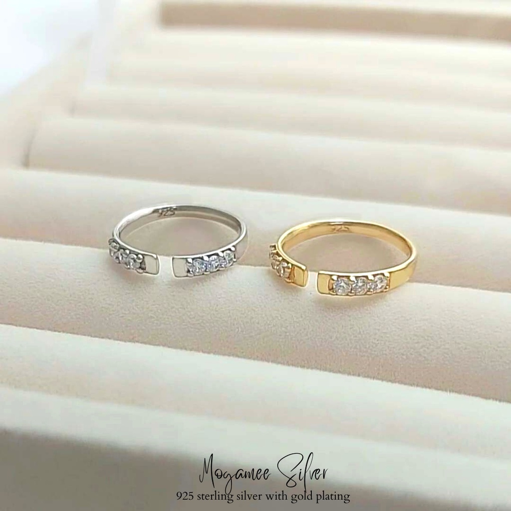 Cincin Perak Asli Lapis Emas Elenia Ring