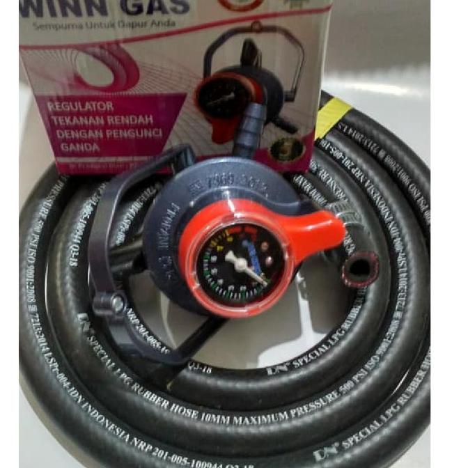 Regulator Winn Gas W 900 Manometer Selang Gas Lpg 500 Psi Asli Dn [Cod]
