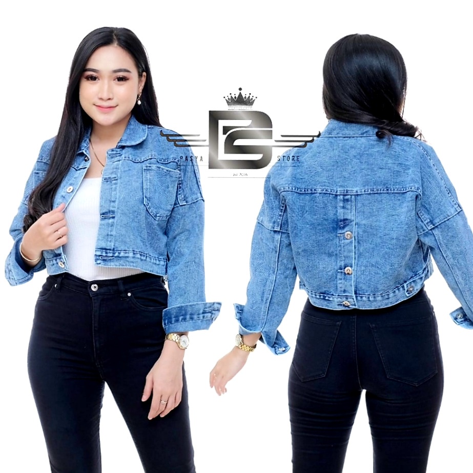 Jaket Jeans Crop Wanita Model Tali Dan Kancing Terbaru Korean Style