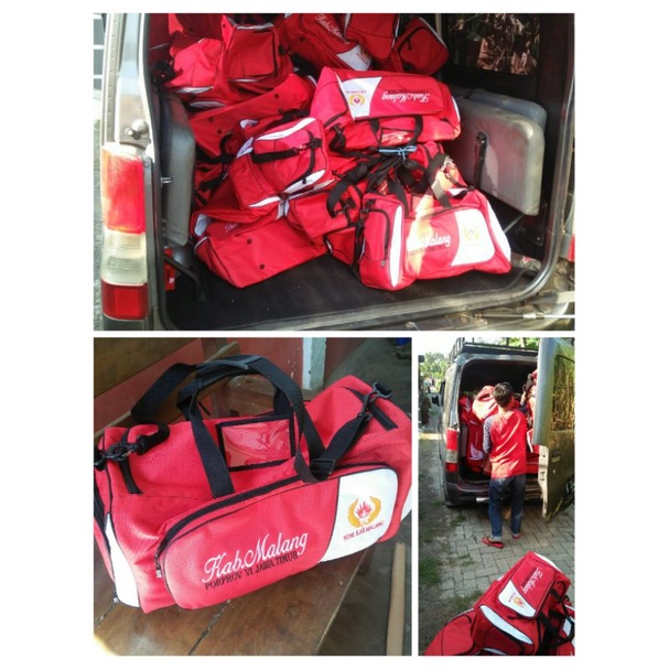 tas atlit berlogo bordir atau polos