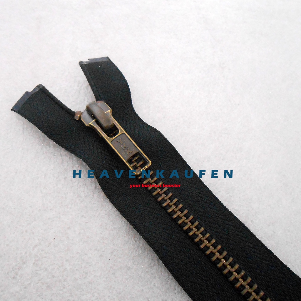 Resleting Zipper YKK 40 cm / 16 inch Type Gigi Besi Warna Hitam Atg Bakar Set Open - End