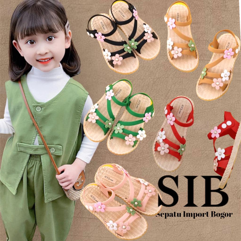 Sandal Anak Perempuan Bunga ELISIA Import 8829 / Sandal Karet Anak Tali Bunga Import Elastis Empuk Murah