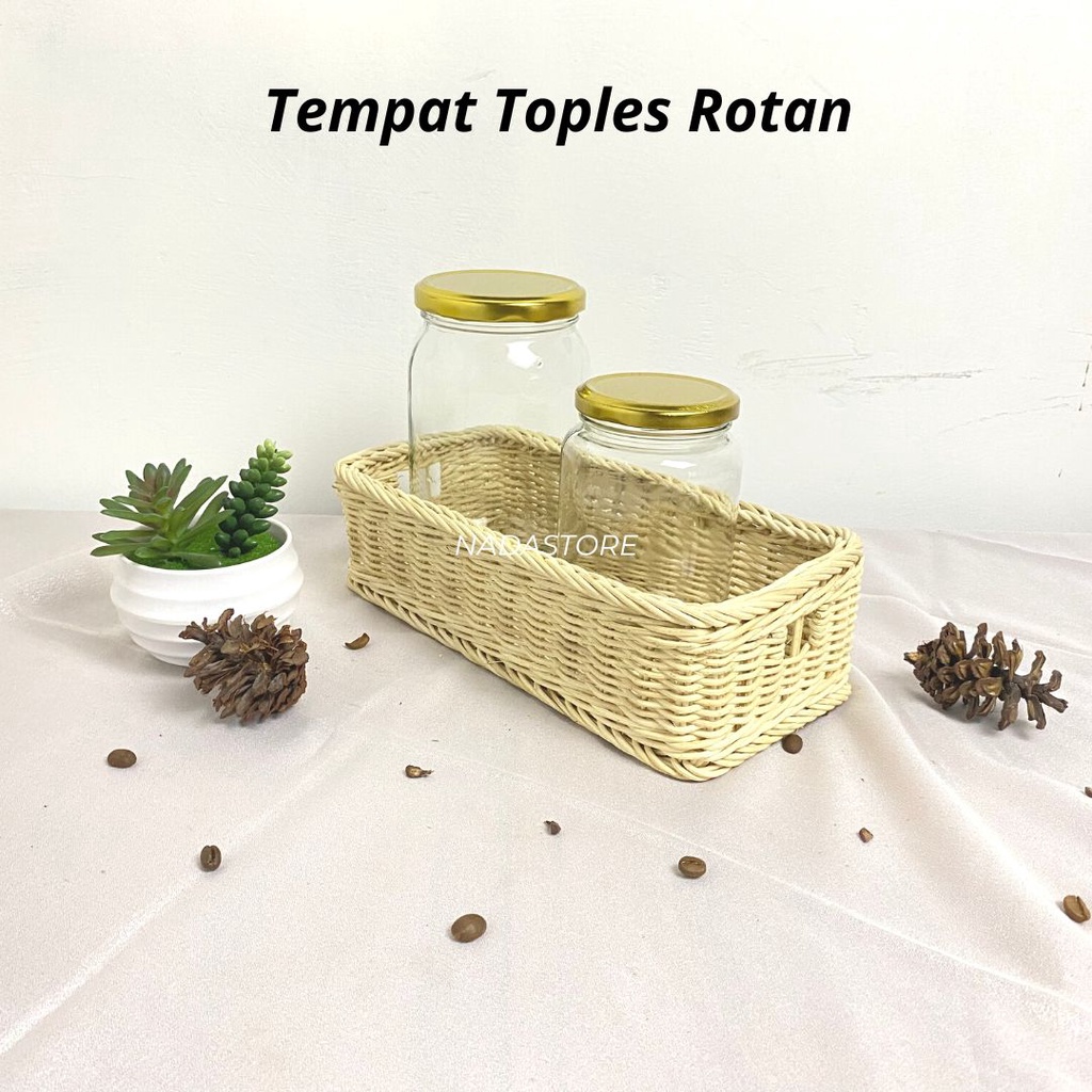 TRAY RATTAN MINI / TEMPAT TOPLES ROTAN / NAPKIN RATTAN / KOTAK STATIONERY ROTAN / KERANJANG ROTAN MINI 25X13X7 CM