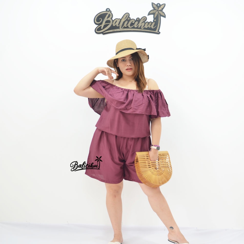 Balicihui Jumpsuit Sabrina Jumbo Jumpsuit Pendek Jumpsuit Wanita Jumpsuit Plus Size Bigsize 4XL