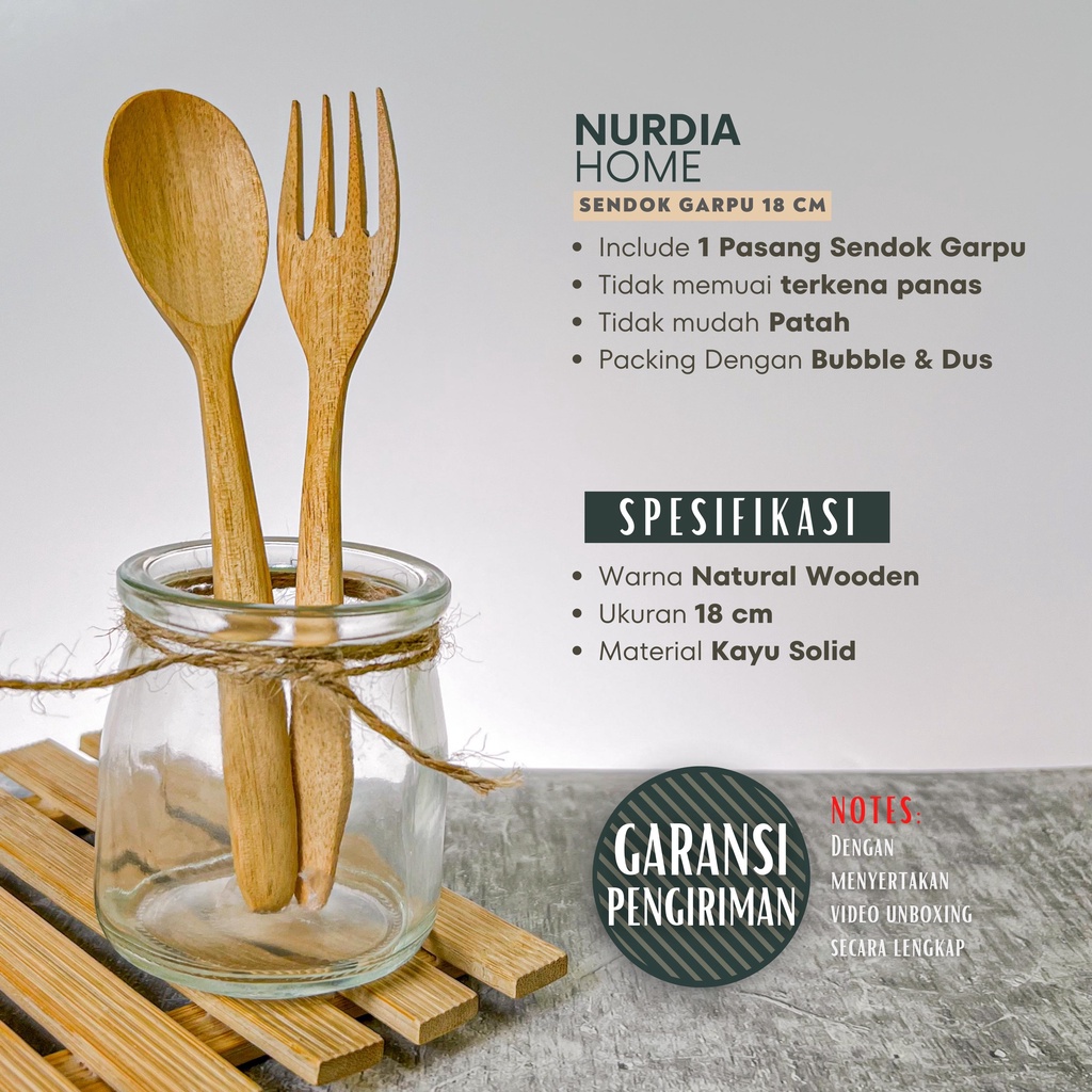 Sendok Garpu Kayu (Alat Makan) by Nurdia Home - W02
