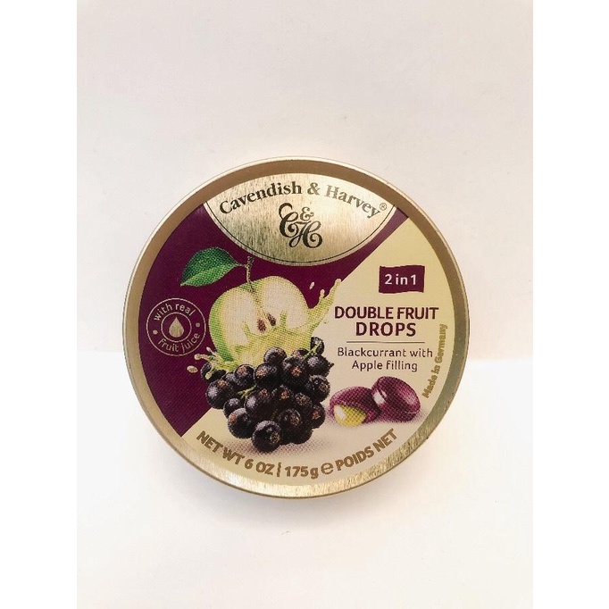 

Cavendish & Harvey Candy Drops Kaleng Blackcurrant with Apple Filling