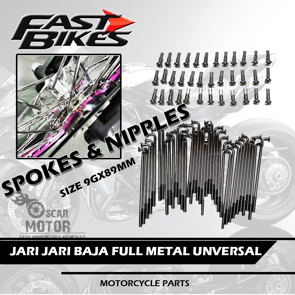 jari jari ruji fastbikes chrome universal 120mm 89mm157mm 172mm tromol depan belakang velg