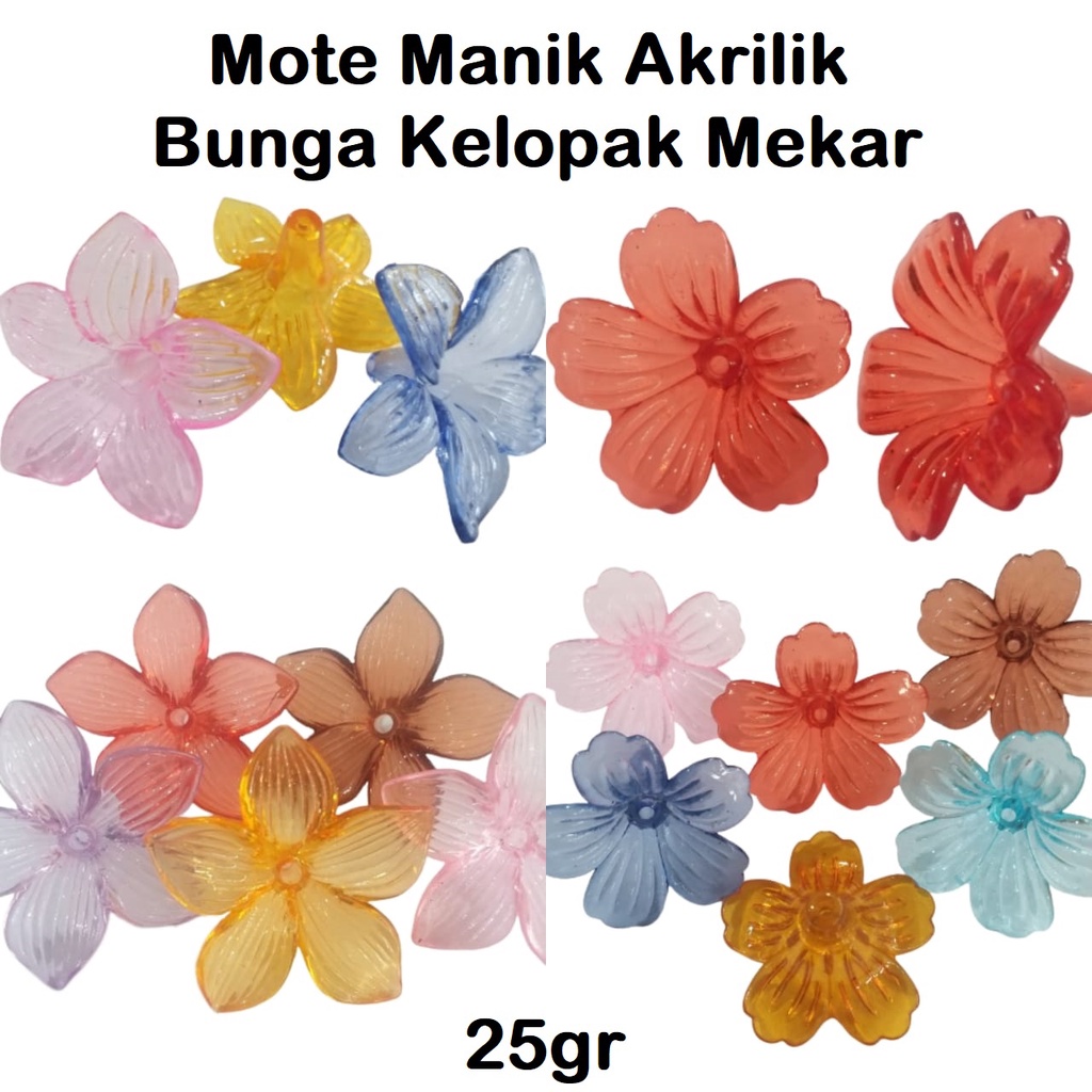 MOTE MANIK AKRILIK BUNGA KAMBOJA KELOPAK MEKAR / MOTE MANIK BUNGA MEKAR HARGA /25gr