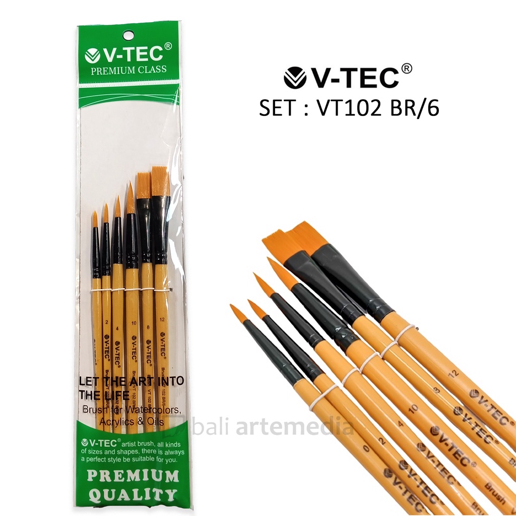 V-TEC - Artists Brushes Set of 6 VT102 BR/6