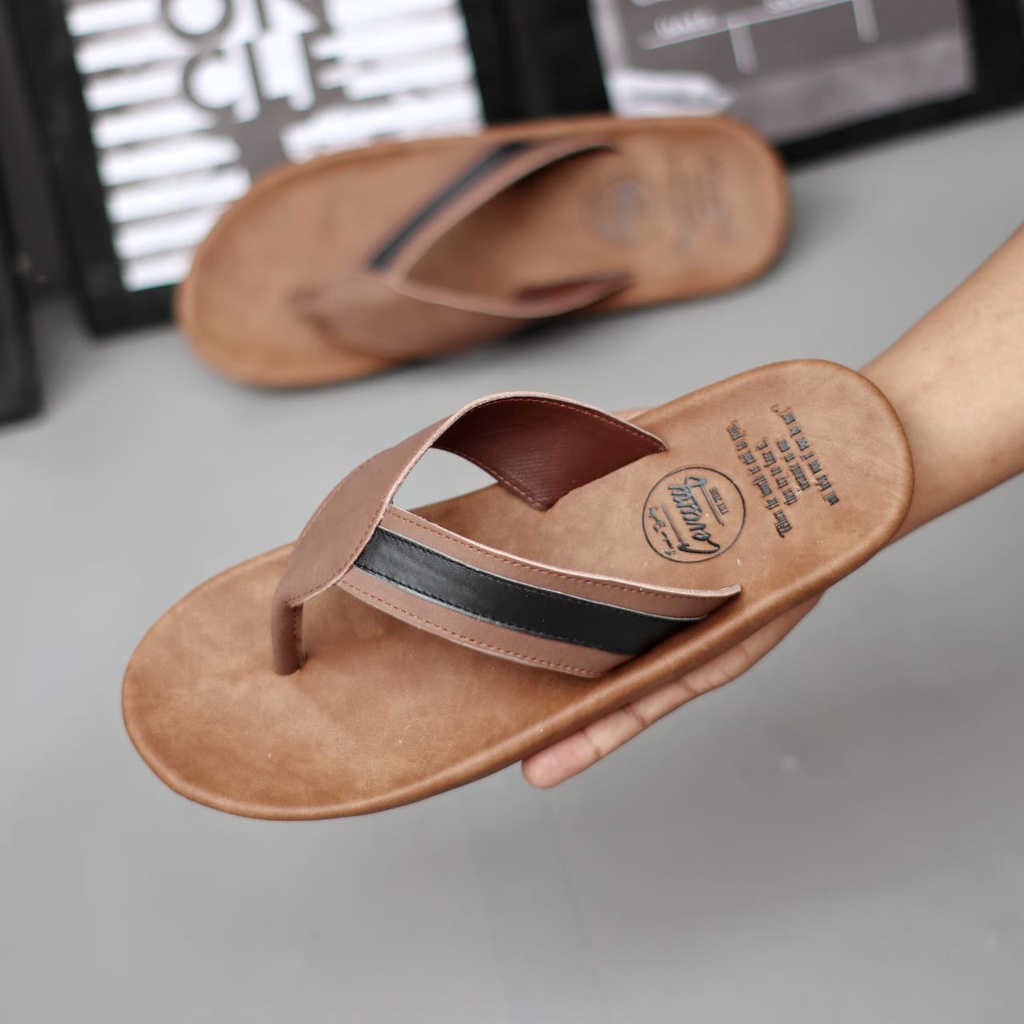 Sandal Japit Kulit Pria Casual Original Enoz Slim