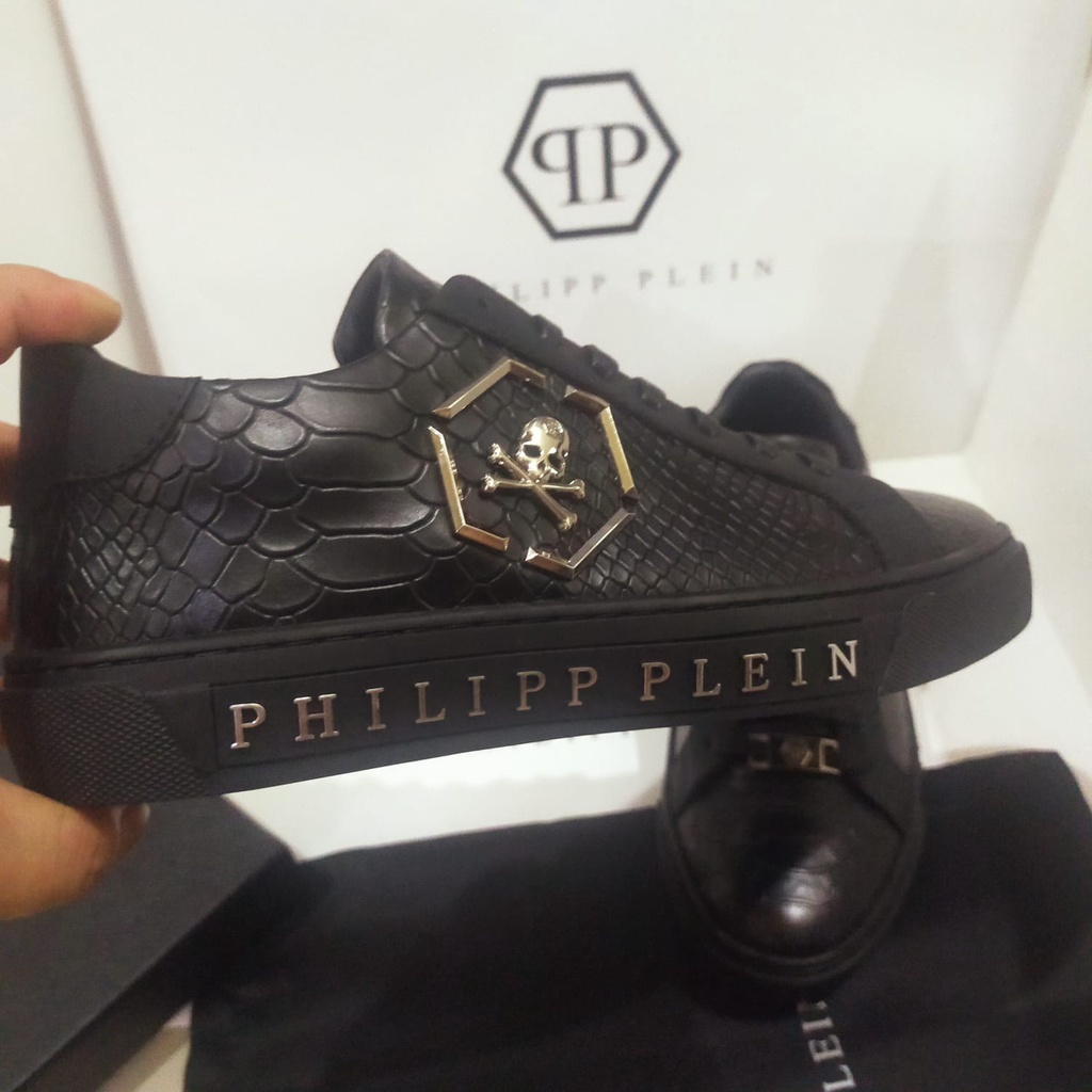 sepatu cowok pp sneaker pria philipp plein new men shoes hitam p1shoes