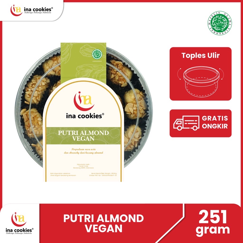 

Ina Cookies Reguler PUTRI ALMOND VEGAN