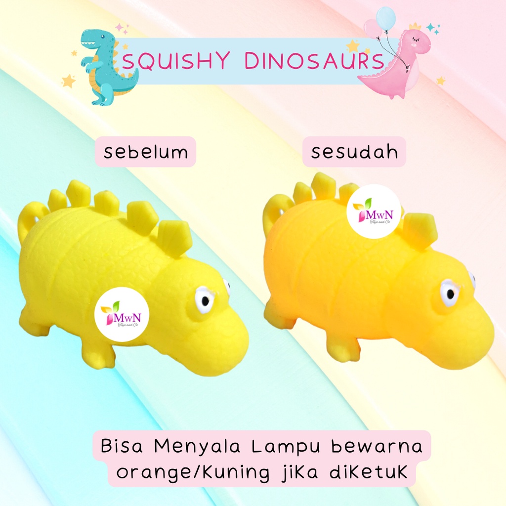 MWN Mainan Squishy Dinosaurs Lampu / Mainan Squishy Dino Anti stress