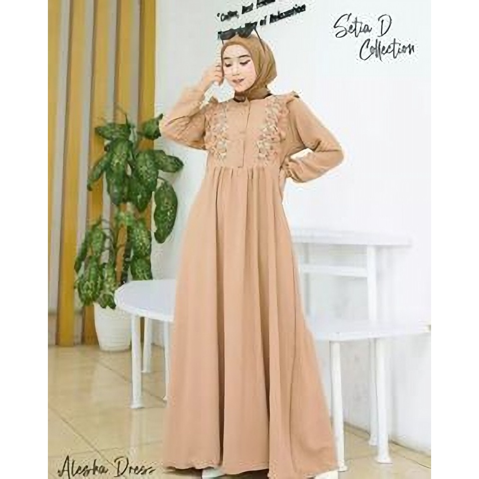 ALESHA DRESS BL Bahan CRINKLE AIRFLOW APK BORDIR SIZE M L DAN XL PB 138 CM KANCING DEPAN / BUSUI GAMIS LEBARAN WANITA TERBARU 2023 KEKINIAN DRESS WANITA MUSLIM KEKINIAN MAXY DRESS JUMBO VIRAL