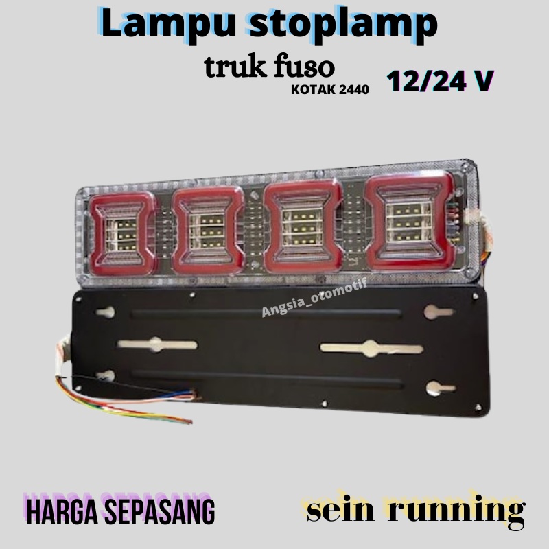 Neo Stoplamp kotak 2440 12/24 volt Lampu stop lamp 4 kotak 2440 12 24 volt stoplamp truk fuso 4