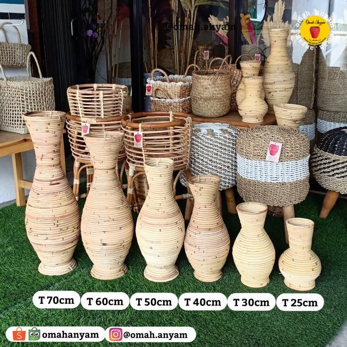 Vas Bunga/ Guci Rotan/ Vas Bunga Kering/Guci Taneman/Bunga Plastik