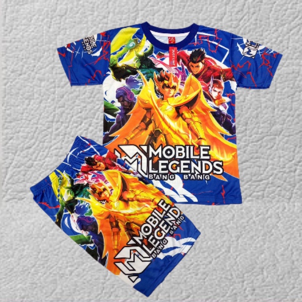 baju kaos dino tirex full printing size 10-20 usia 6-12thn/setelan baju ml mobilegend printing