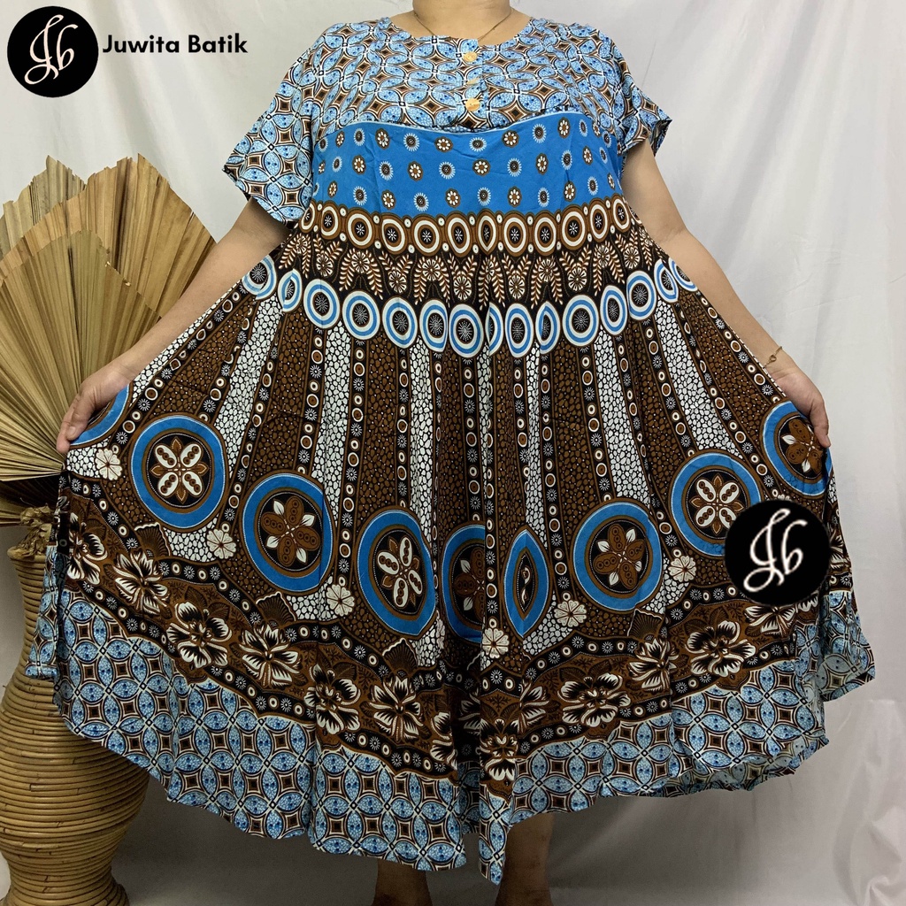 Juwita Batik - Daster Payung Jumbo LD 130 3XL Batik Arabelle Klok Pola - Kancing Dada Busui Bumil Murah