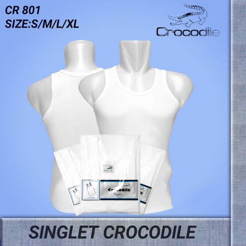 1 Pcs Kaos Dalam Crocodile 801 - Singlet / Pakaian Dalam Pria - Bahan Salur Warna Putih