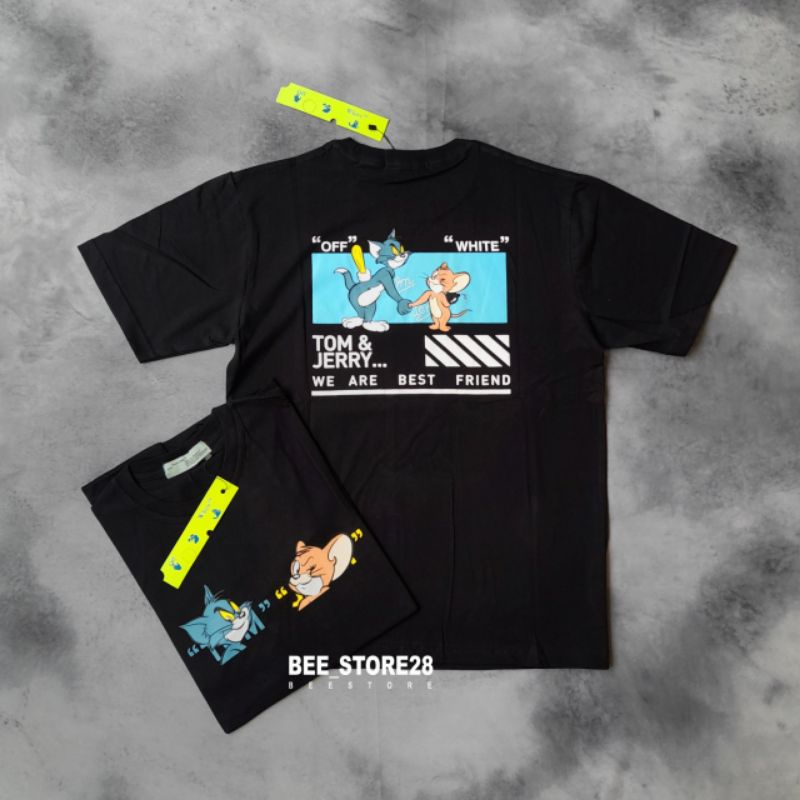 KAOS T-SHIRT OFF WHITE X TOM&amp;JERRY FULLTAG &amp; LEBEL