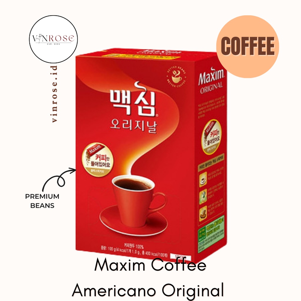 [1 Box] Coffee Maxim Americano Original Korea (100 Sachet)/ Kopi Sachet