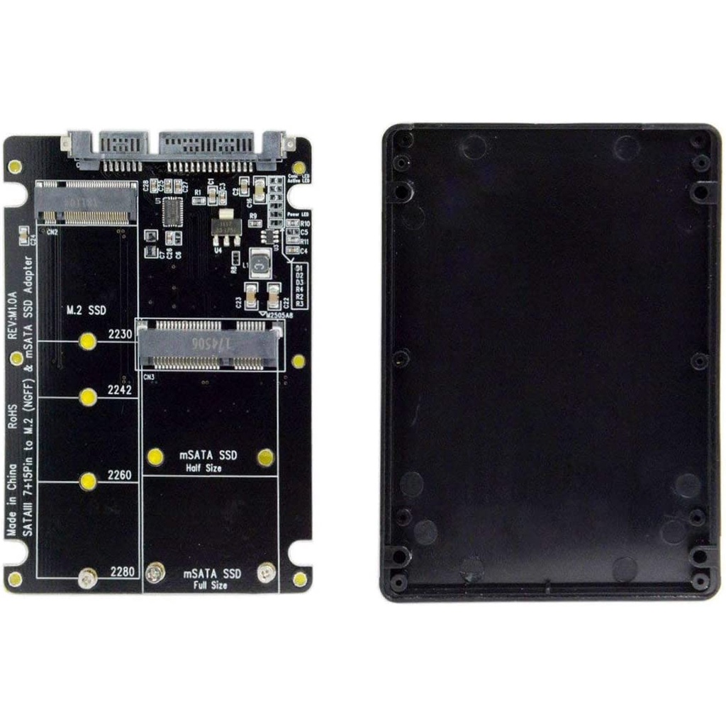 Converter Case Enclosure M.2 NGFF B-Key &amp; mSATA SSD to SATA 3 Adapter