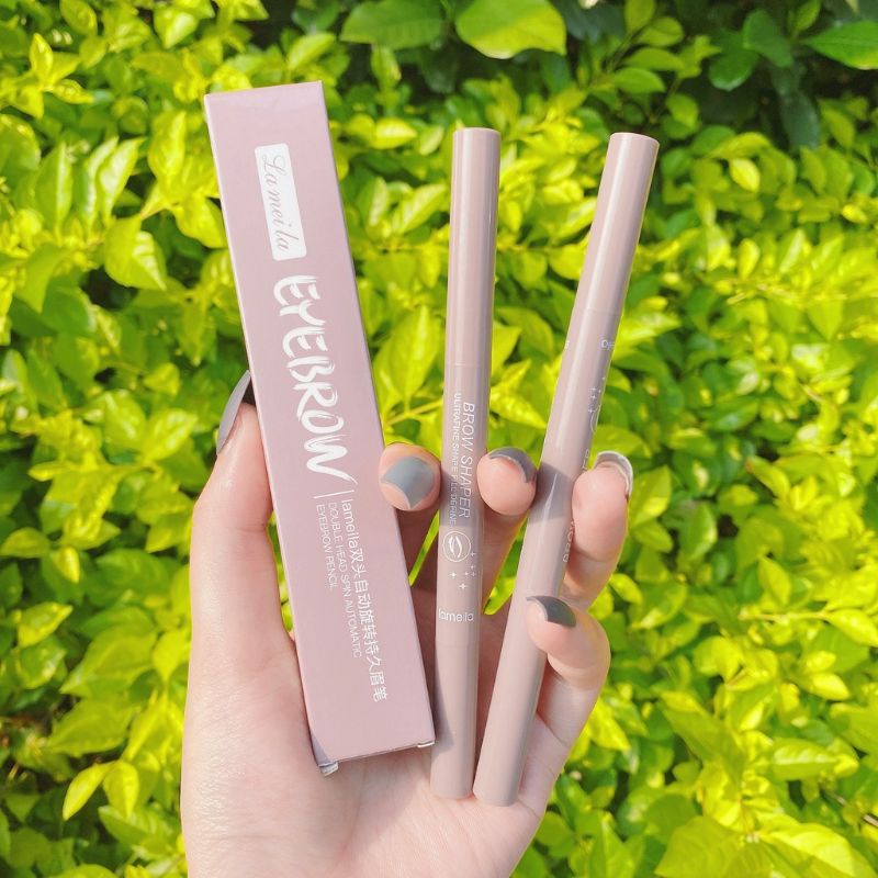 LAMEILA Pensil Alis Eyebrow 2 in 1 Kepala Ganda 7 Warna Ungu Muda Lilac LA025