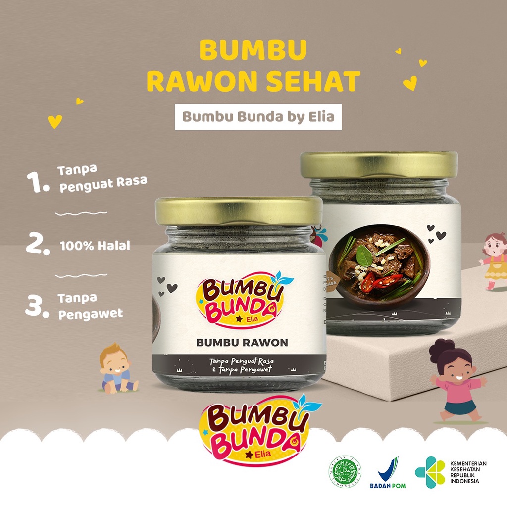 Bumbu Bunda Elia BPOM Bumbu MPASI Non MSG Nasi Goreng / Bumbu Putih Kuning / Kari / Soto / Rawon / Opor / Nasi Hainan / Bawang Putih