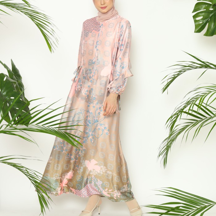 GAMIS WANITA DRESS MUSLIM ABAYA ALEENA HANA HANI - PEACH