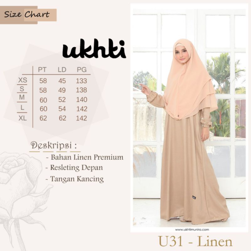 Gamis polos linen premium Ukhti Munira U31