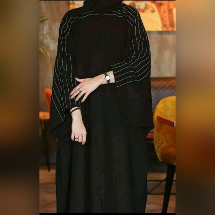 TERBARU SPESIAL ABAYA GAMIS HITAM ABAYA KAFTAN LIS BY KHADIJAH