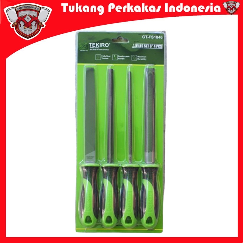 TEKIRO KIKIR SET 6&quot; 4PCS GAGANG KARET/FILES SET 4PCS 6 INCH GG RUBBER