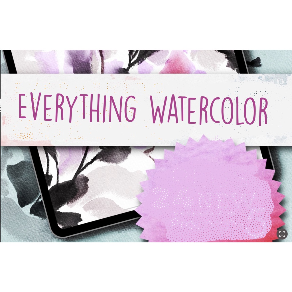 Procreate Brush - Everything Watercolor Premium Kit Brush Pack + Watercolor Canvas &amp; Free Update