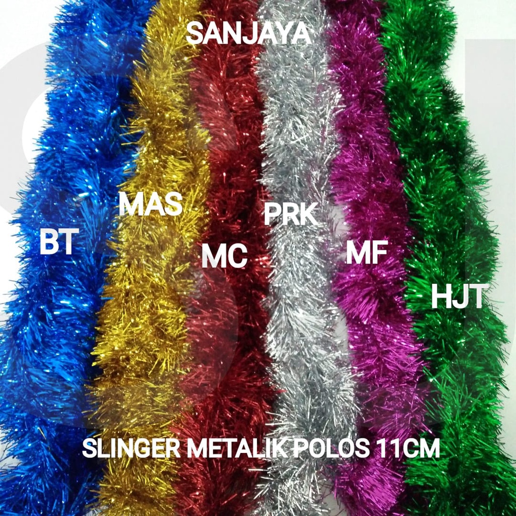 Slinger / Tinsel / Rumbai Hiasan Pohon Natal Warna Warni / Garland Tinsel / Slinger Metalik Polos 11 Cm