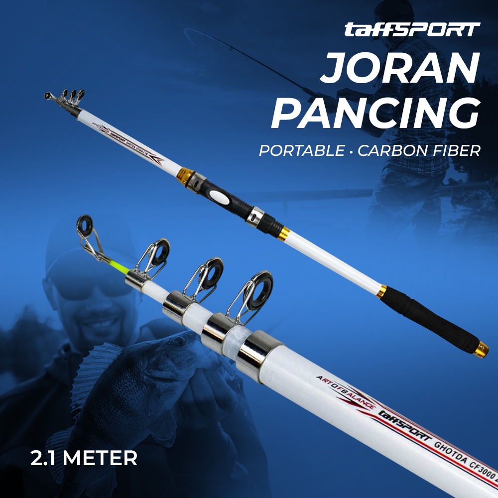 TaffSPORT GHOTDA Joran Pancing Portable Carbon Fiber Telescopic 2.1M - CF3000 - 7RTH6RWH White