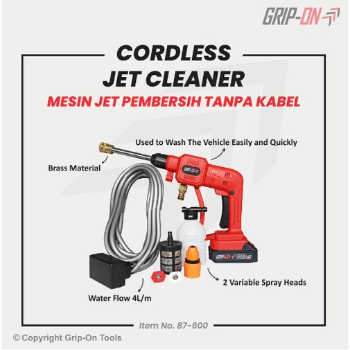 Grip On Cordless Jet Cleaner 24 Volt / Jet Pembersih Tanpa Kabel / Semprotan Air Jet Cleaner Tenaga Batrai