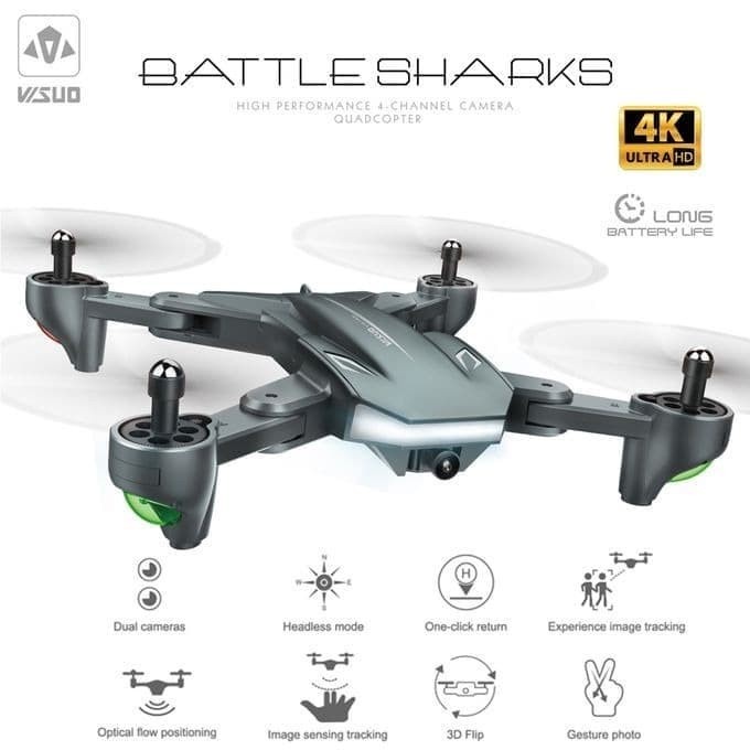 Visuo XS 816 XS816 Drone Dual Camera 4K 20min Fly Battle Shark Sharks