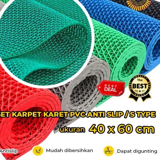 GROSIR Keset Karpet Karet PVC Anti Slip Kamar Mandi Karpet Masjid 40X60cm !