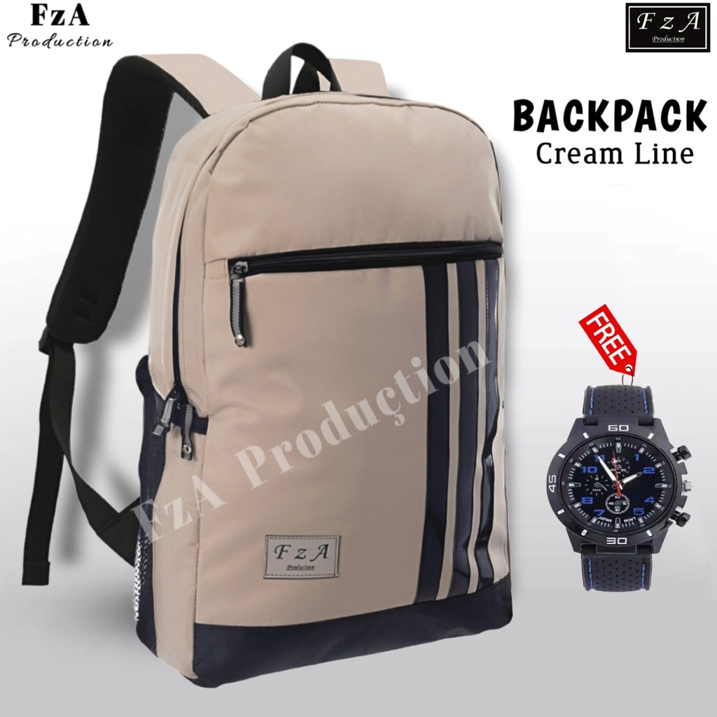 Tas Ransel Punggung Distro Casual Pria Wanita / Tas Ransel Laptop Original - FzA Gratis JAM SPORT