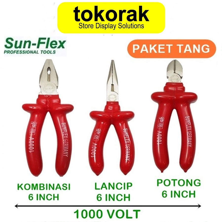 SUNFLEX TANG LISTRIK 6&quot; JEPIT KOMBINASI LANCIP POTONG SUN FLEX 6 INCH