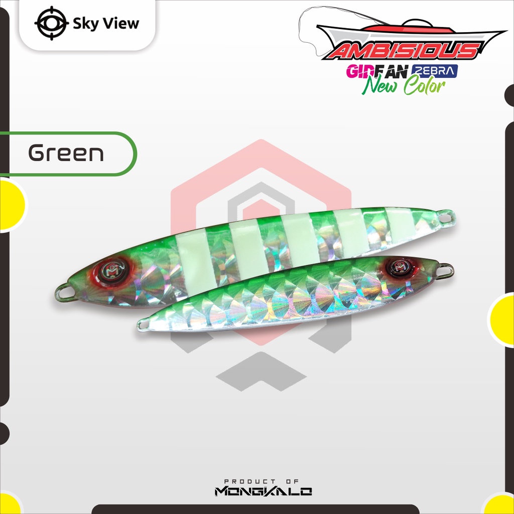 Mongkalo Ambisious Kipas GID-Zebra noMotif Fluorescent 30 Hijau