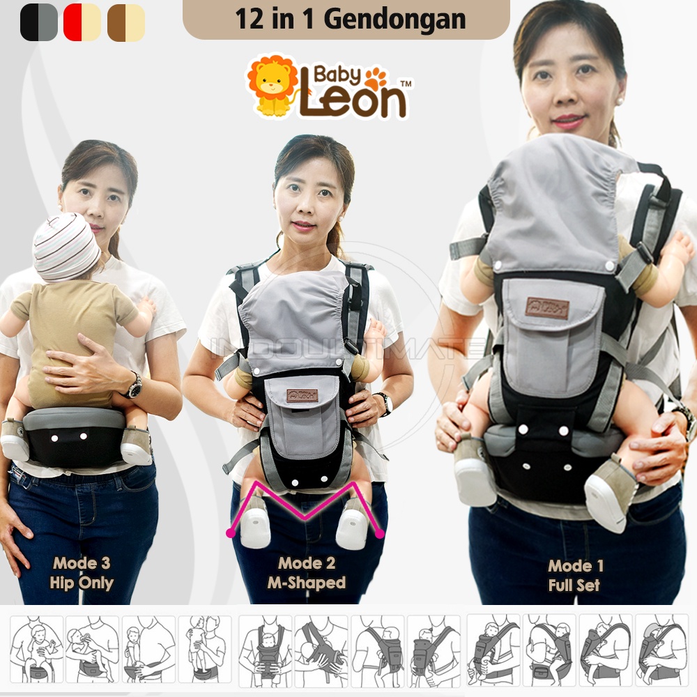 Baby Leon Gendongan Bayi Hipseat IM BY-60-GB / BY-6075 / BY-6077 Gendongan Anak Depan Multifungsi