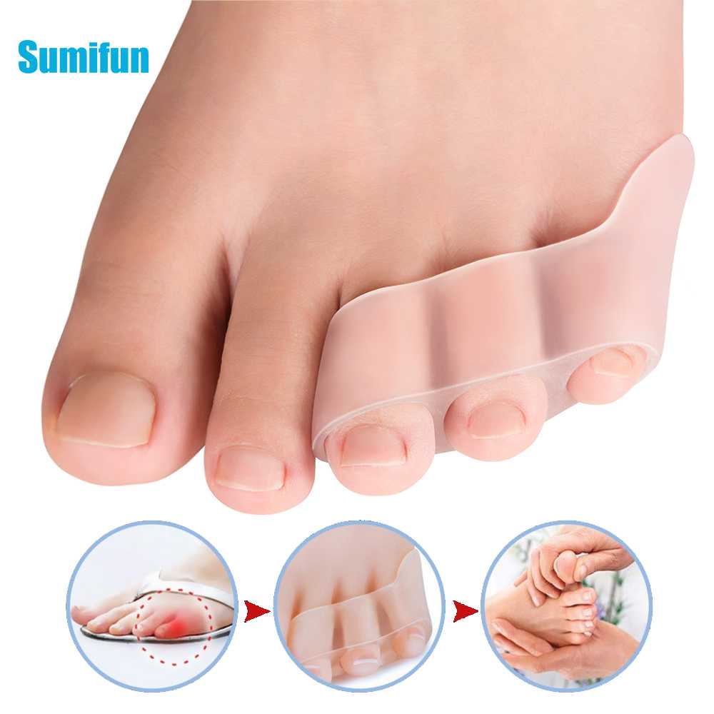 Pemisah Jari Kaki Bunion Three Hole Pinky Toe Separator 2 PCS Mengurangi Tekanan Pada Ujung Jari Kaki Material Silikon