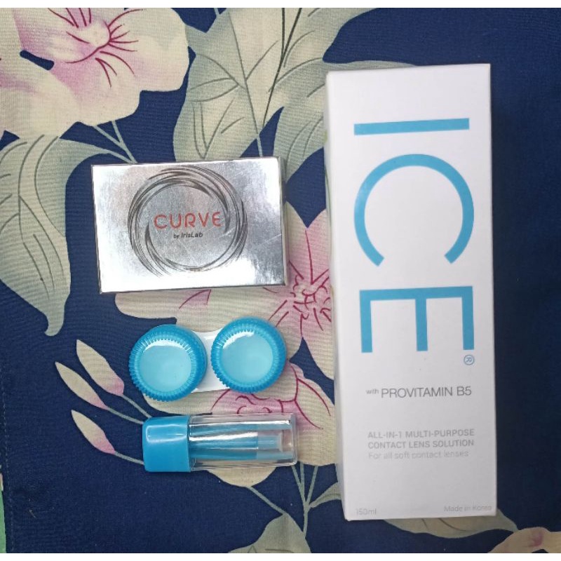 Paket Softlens LC Curve Normal Dia 14,4mm + Air Softlens Ice 150ml + Pinset + Lenscase / Paket Softlens Irislab